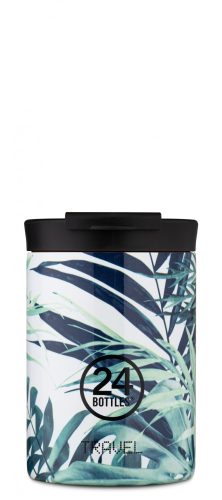 24BOTTLES TRAVEL TUMBLER 8051513925566 LUSH fehér-kék-zöld levél mintás kávé termosz