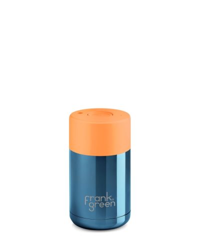 FRANK GREEN CERAMIC CUP B02S03C05-20-20 Blue-neon orange hőtartó kávés utazó pohár nyomógombos kupa