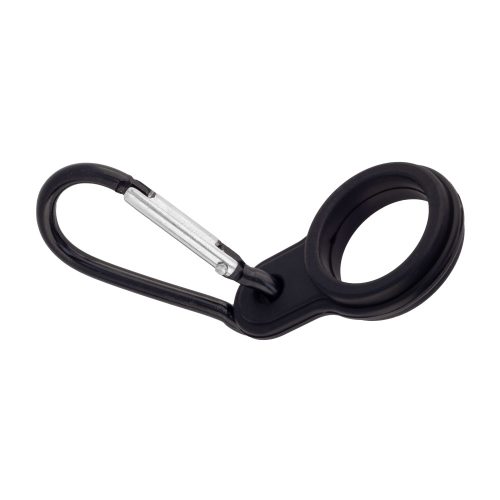 The Carabiner Black & Black fekete szilikon gumi palack hordozó szilikon karabiner