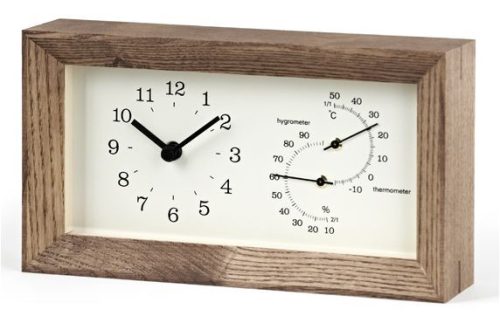 LEMNOS FRAME SEIKO LC13-14-BW barna páratartalom és hőmérős asztali óra