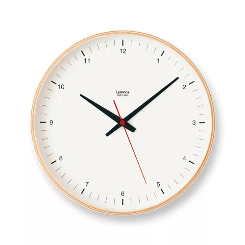 PLYWOOD Clock fehér-natúr 30 cm átmérőjű japán hangtalan falióra