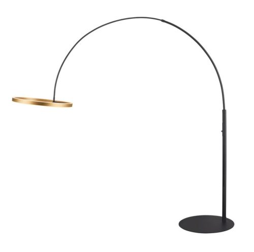 ONE BOW fekete színű váz matt arany színű billenthető lámpabura acél PC anyagú 225W 2700/3000K 1200lm direkt/indirekt világítás  LED álló lámpa, vázra integrált kapcsolóval
