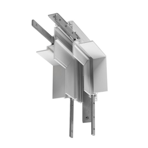 48V SYSTEM fehér mechanikai sarok csatlakozó flexibilis toldó és betápláló elemhez mennyezet és fal átvezetésénél 48V-os alacsony feszültségű magasított vagy süllyesztett sínhez