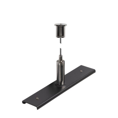 48V SYSTEM fekete függesztő rögzítő szett sín összekőtővel és 3m-es függesztő huzallal 48V-os alacsony feszültségű sín felfüggesztéséhez