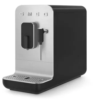 SMEG Collezione BCC12BLMEU matt fekete automata darálós kávéfőző tejhabosítóval