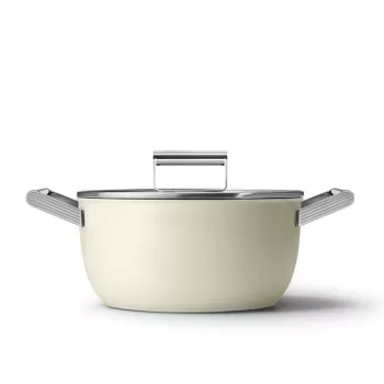 Smeg CSF2412CRM krémszínű tapadásmentes lábas üveg fedővel