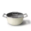 Smeg CSF2412CRM krémszínű tapadásmentes lábas üveg fedővel