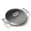 Smeg DPF2812CRM krémszínű tapadásmentes alacsony lábas üveg fedővel