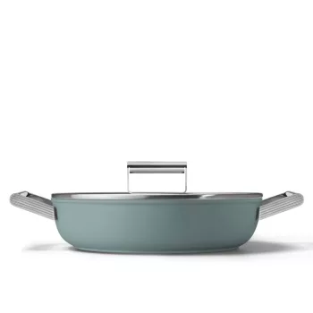 Smeg DPF2812EGM smaragdzöld tapadásmentes alacsony lábas üveg fedővel