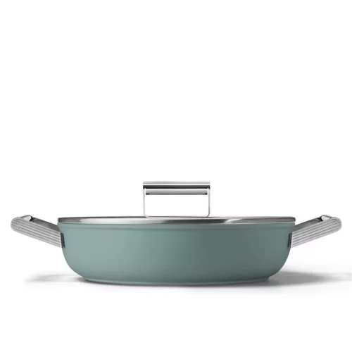 Smeg DPF2812EGM smaragdzöld tapadásmentes alacsony lábas üveg fedővel