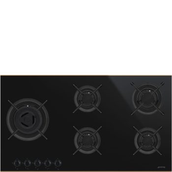 SMEG Dolce Stil Novo PV695LCNR Fekete beépíthető gáz főzőlap wok égővel