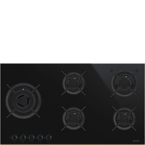 SMEG Dolce Stil Novo PV695LCNR Fekete beépíthető gáz főzőlap wok égővel