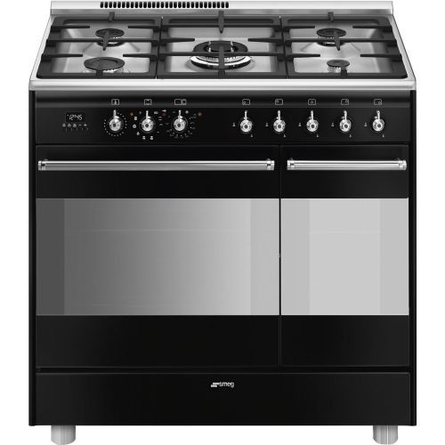 SMEG Classica SCB92PN8 fekete inox professzionális szabadonálló gáztűzhely