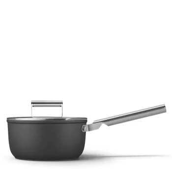 Smeg SPF2012BLM fekete tapadásmentes sauce pan nyeles lábas üveg fedővel