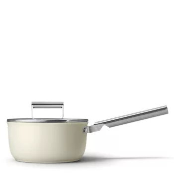Smeg SPF2012CRM krémszínű tapadásmentes sauce pan nyeles lábas üveg fedővel