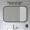 UMBRA HUB RECTANGLE 1014801-040 Fekete lekerekített sarkú fali tükör