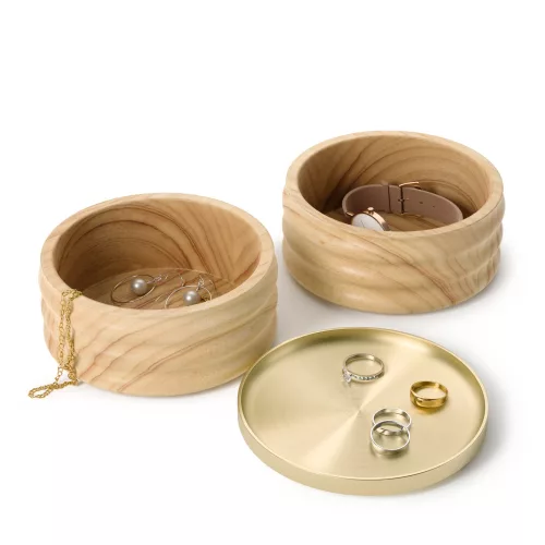 UMBRA TESORA WOOD 1021398-1291 natúr fa - arany ékszertartó doboz