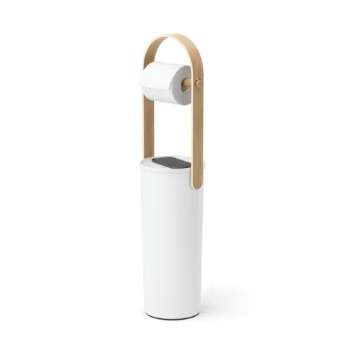 UMBRA BELLWOOD 1022314-668 fehér-natúr fa földön álló wc papír tartó
