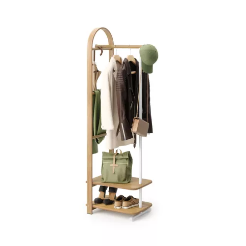 UMBRA BELLWOOD COAT RACK 1022523-668 fehér-natúr fa ruhaállvány