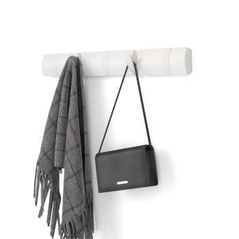   FLIP 5 fényes fehér-fehér 50cm széles fa kihajtható fali fogas akasztó