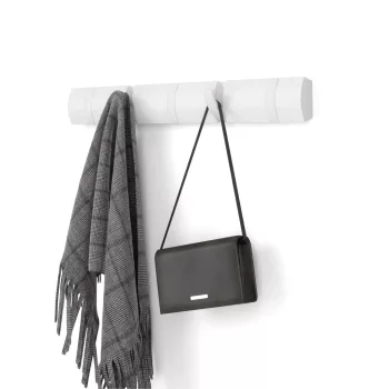   FLIP 5 fényes fehér-fehér 50cm széles fa kihajtható fali fogas akasztó