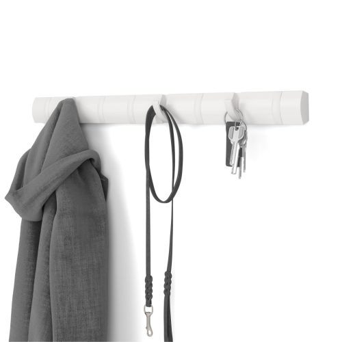 FLIP 8 fényes fehér-fehér 80cm széles fa kihajtható fali fogas akasztó