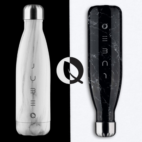 fekete és fehér hőtartó palack formájú design kulacsok fekete és fehér háttéren